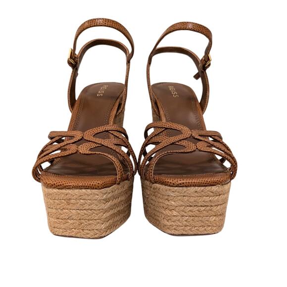 $320 Reiss Elle Espadrille Platform Wedge Sandals Women's Tan size US9.5 EU40 - Picture 3 of 10